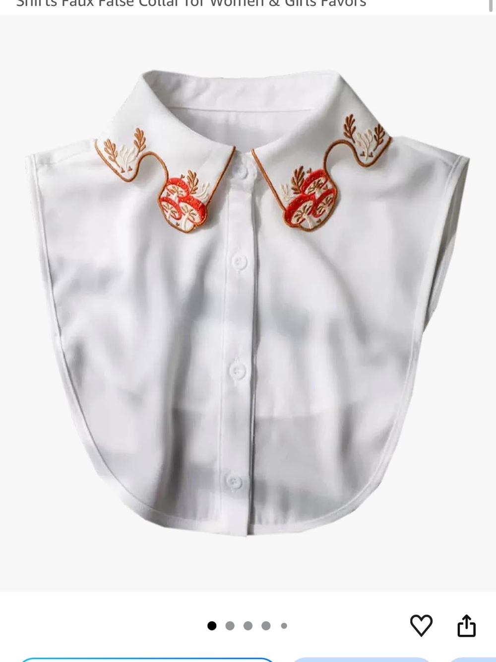 Embroidered Detachable White Collar with Red & Gold Accents